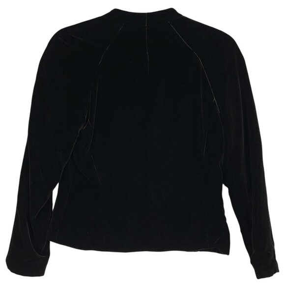 Ann Taylor Womens Vintage Velvet Silk Blend Jacket Size 4P Black Victorian Goth - Picture 2 of 7